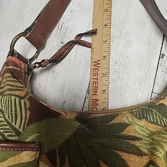 Vintage Fossil Flower Boho Medium Satchel Handbag Purse Shoulder Bag ZB 2195 - Picture 7 of 10